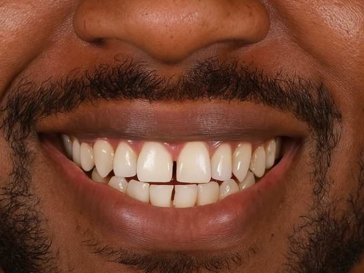 Patient smile before Veneers at Basil's Dental Clinic Kampala